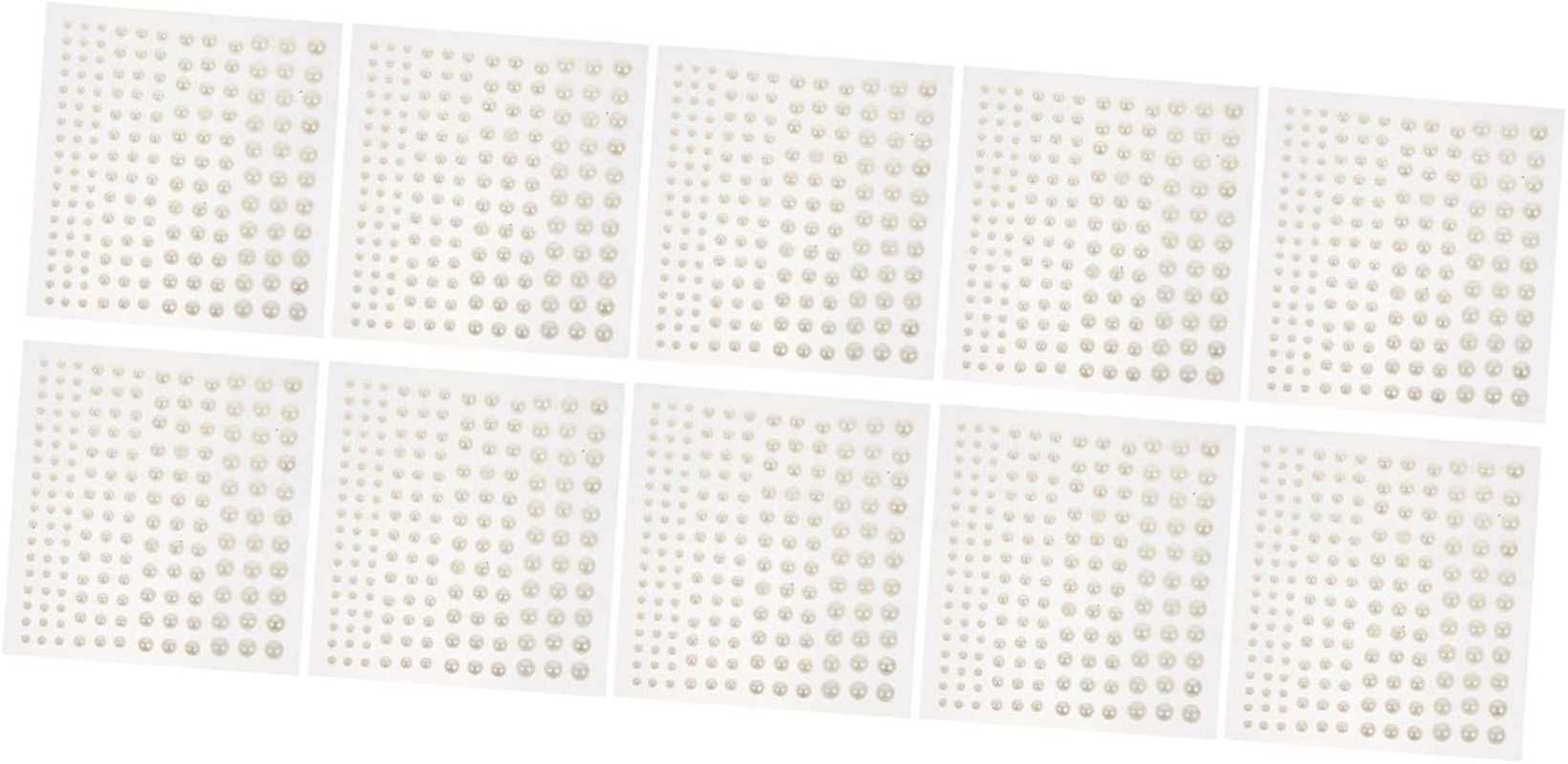 SEWOART Pearl Decoration Stickers DIY Mini Pearl Stickers for Women Face Beauty Crafts 10 Sheets