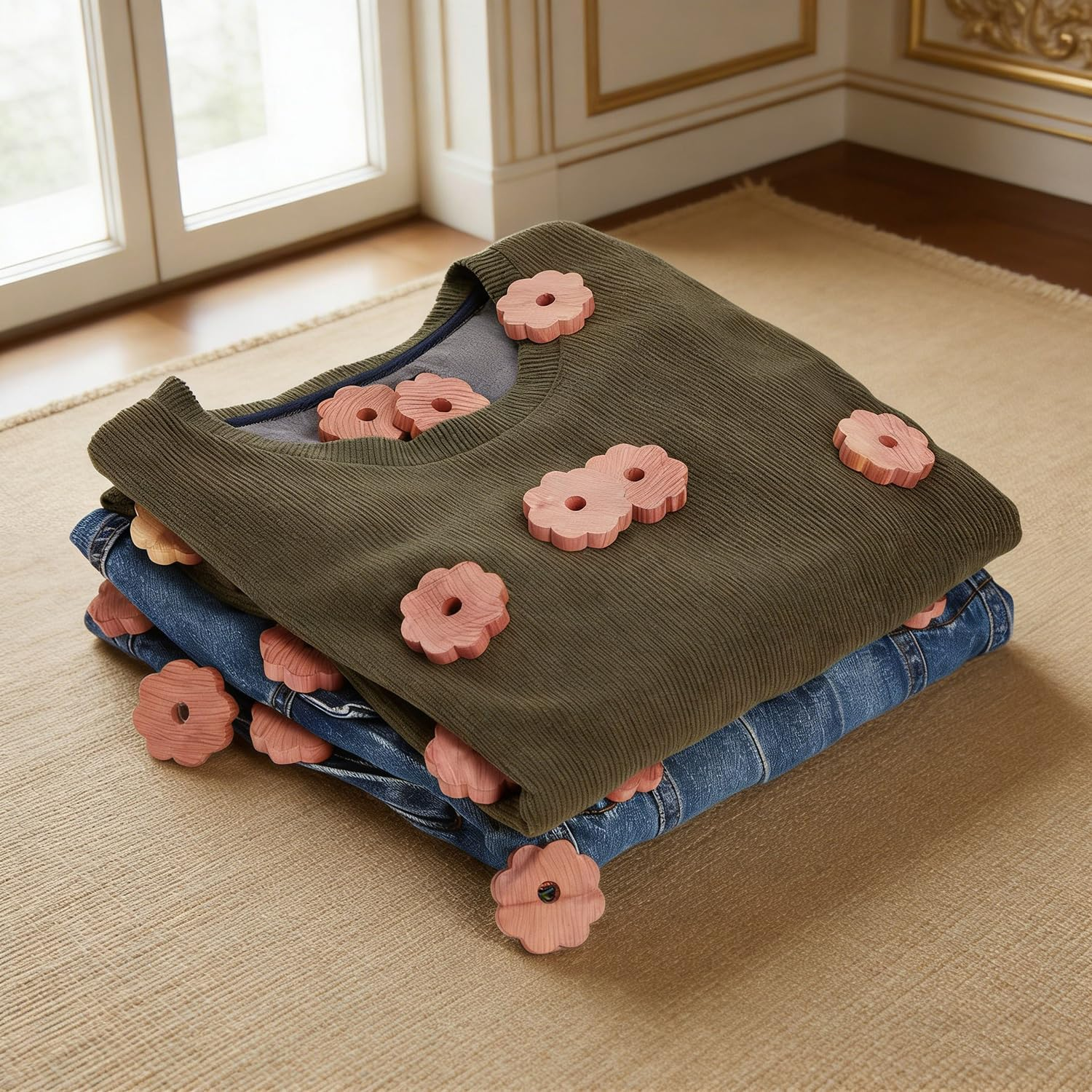 Natural Cedar Blocks Moth Protection for Wardrobes, 60 Pcs Cedar Wood, Aromatic Cedarwood for Closets image number 2