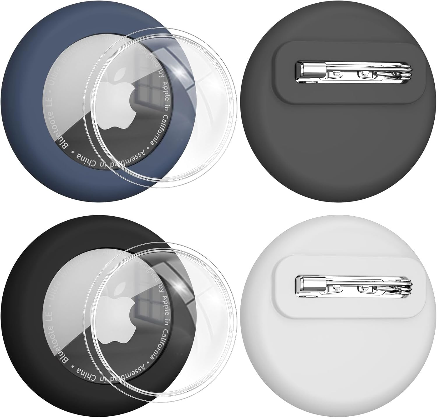 4 Pack Cases for Apple Air Tag Holder, Soft Silicone Air Tag Case for Kids with Invisible Pin, Safety Pins Hidden inside Clothes,Backpack, GPS Tracker Holders for Children Elderly