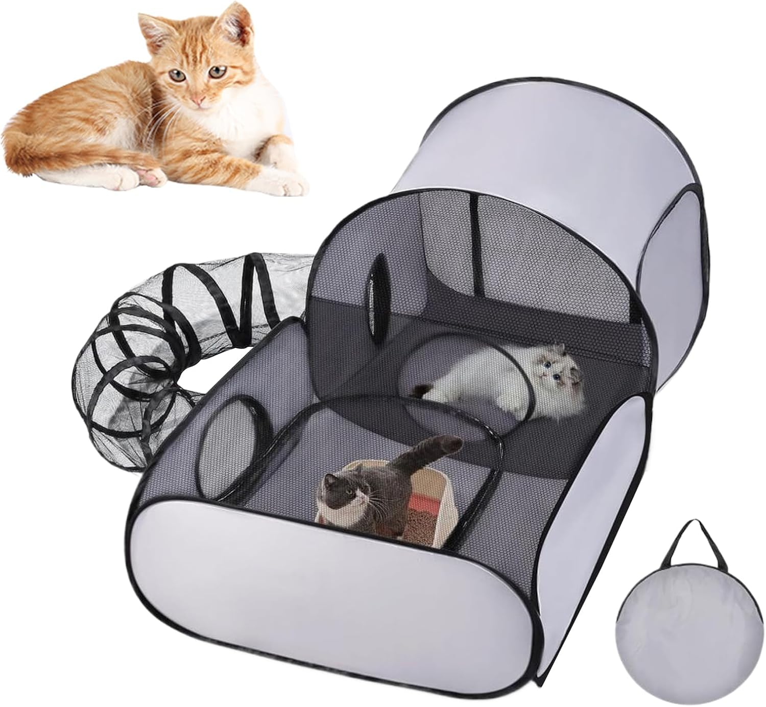 Gazocua Portable Cat Tent, Outdoor Cat Run, Cat Play Pen, Portable Pet Tent for Small Animals Indoor and Outdoor Use, for Cats Puppies Indoor and Outdoor Use image number 2