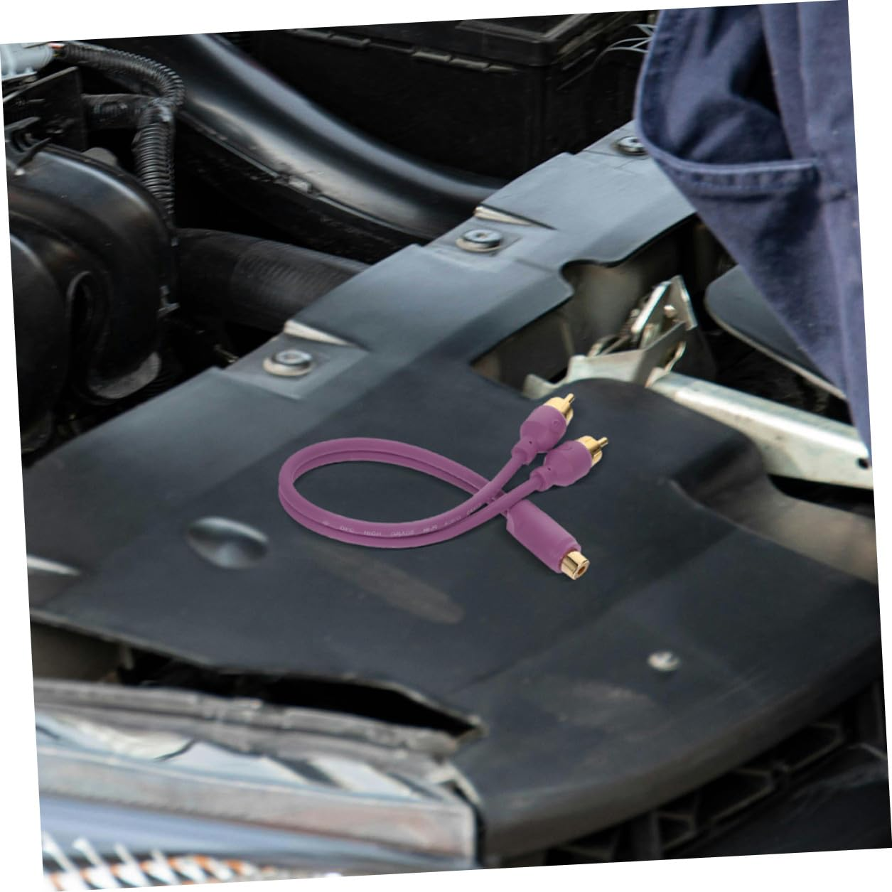 IMIKEYA 2Pcs Violet RCA Y Splitter Cable Dual Headphone Jack Adapter for Car Audio Subwoofer Amplifier Converter Compatible with Home Theater and CD Player Systems image number 1