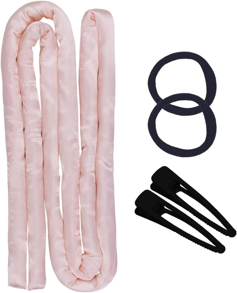 Heatless Small Curling Rods Headband, Non-Slip Heatless Curls, Curls without Heat, Hair Curler DIY Hair Curling Band Hairstyle Set for Long Medium Hair, Pink image number 5