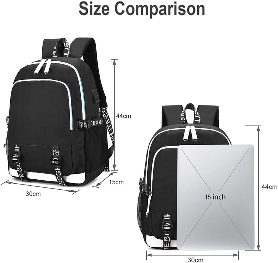 Soccer V-Inicius Multifunction Sport Backpack Travel Laptop Football Fans Bag for Men Women - Black Lines - 1 image number 6