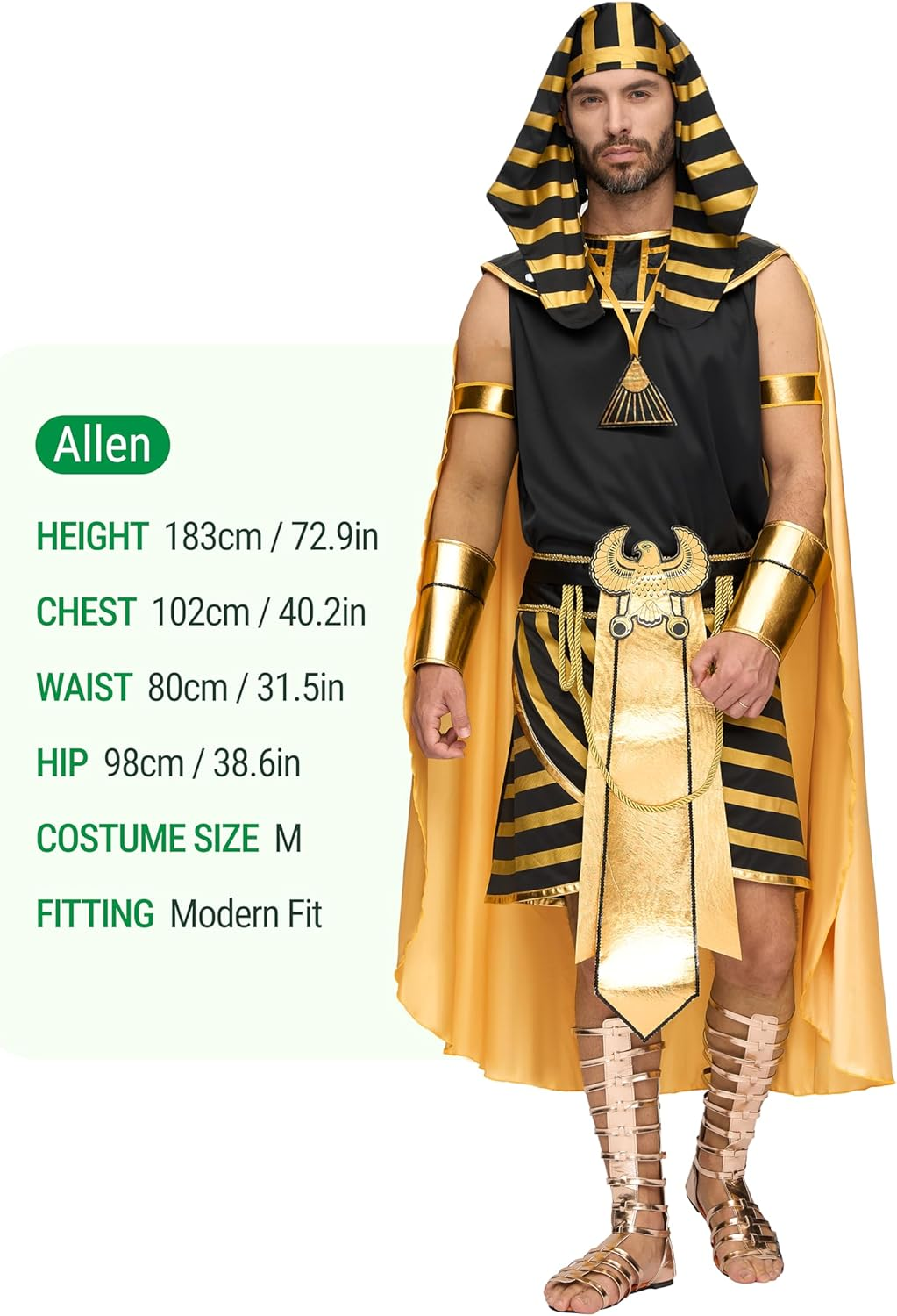 Spooktacular Creations Halloween Adult King Pharaoh Costume Men, Egyptian King Costume Men, Pharaoh Halloween Outfit