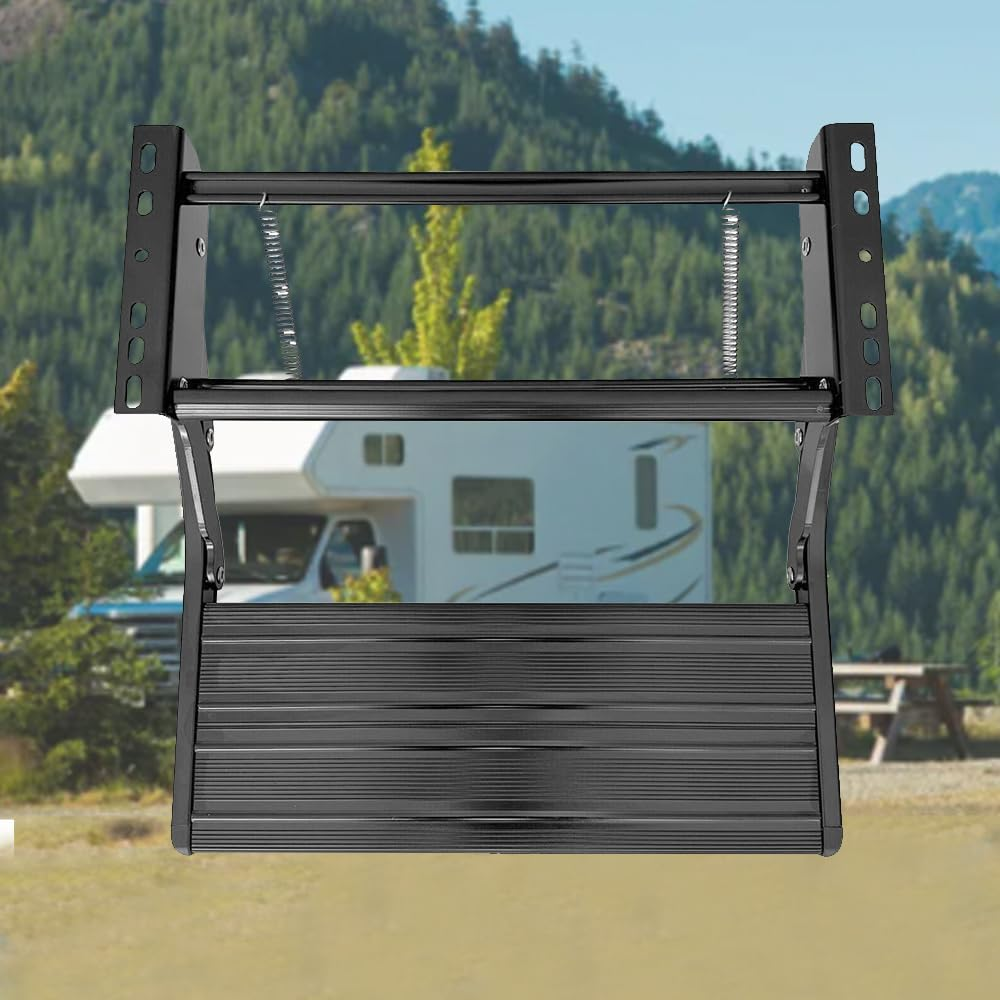 Camper Trailer Caravan Step Aluminium Pull Out Folding Caravan Step Motorhome RV Parts Accessories Step Load Bearing 200Kg-Black image number 3