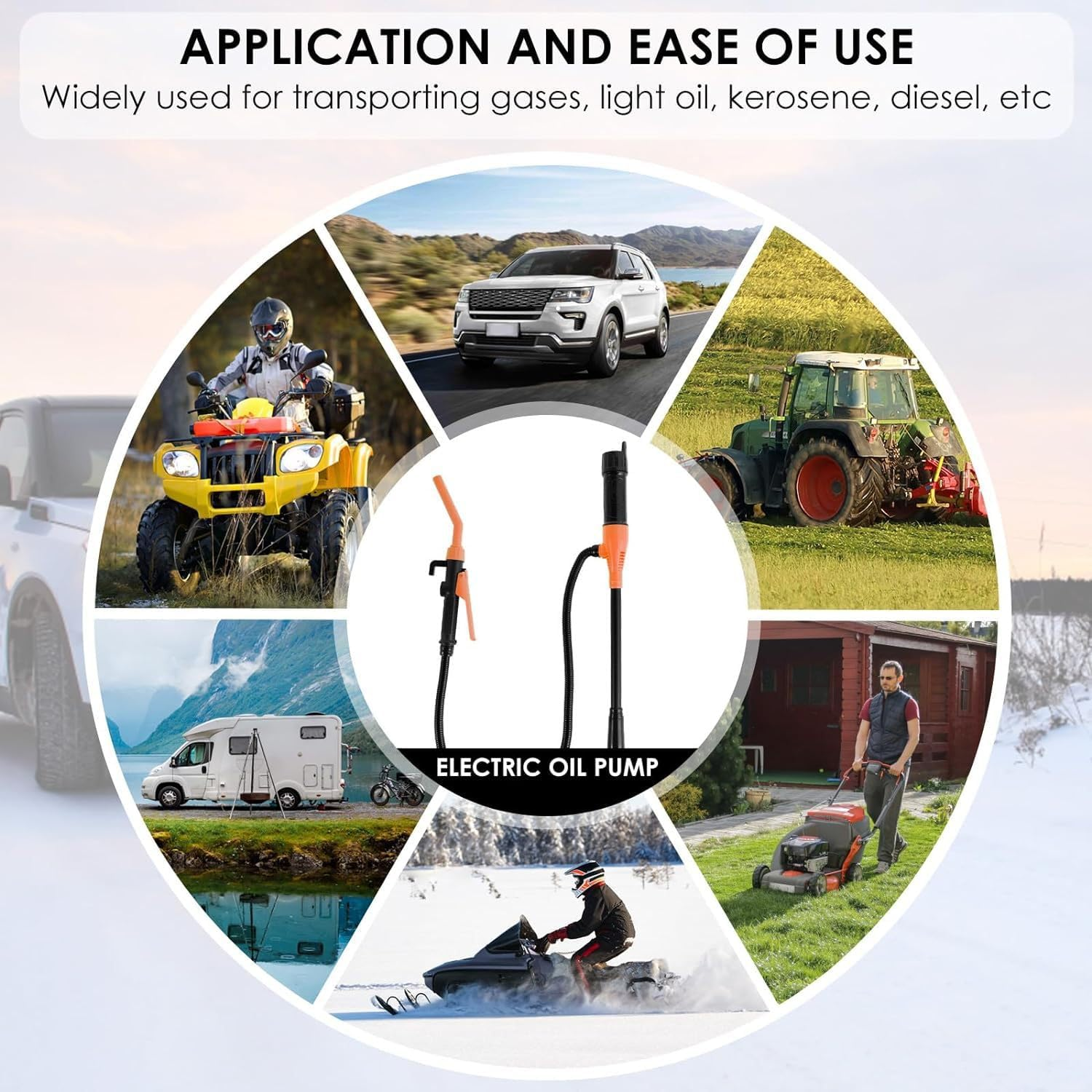 Wzenclave Upgraded Portable Power Pump, Upgraded Operated Electric Siphon Pump Water Transfer Pump Easy to Use Hand Fuel Pump Liquid Extracto for Gas Fuel Diesel Water Transfer image number 1