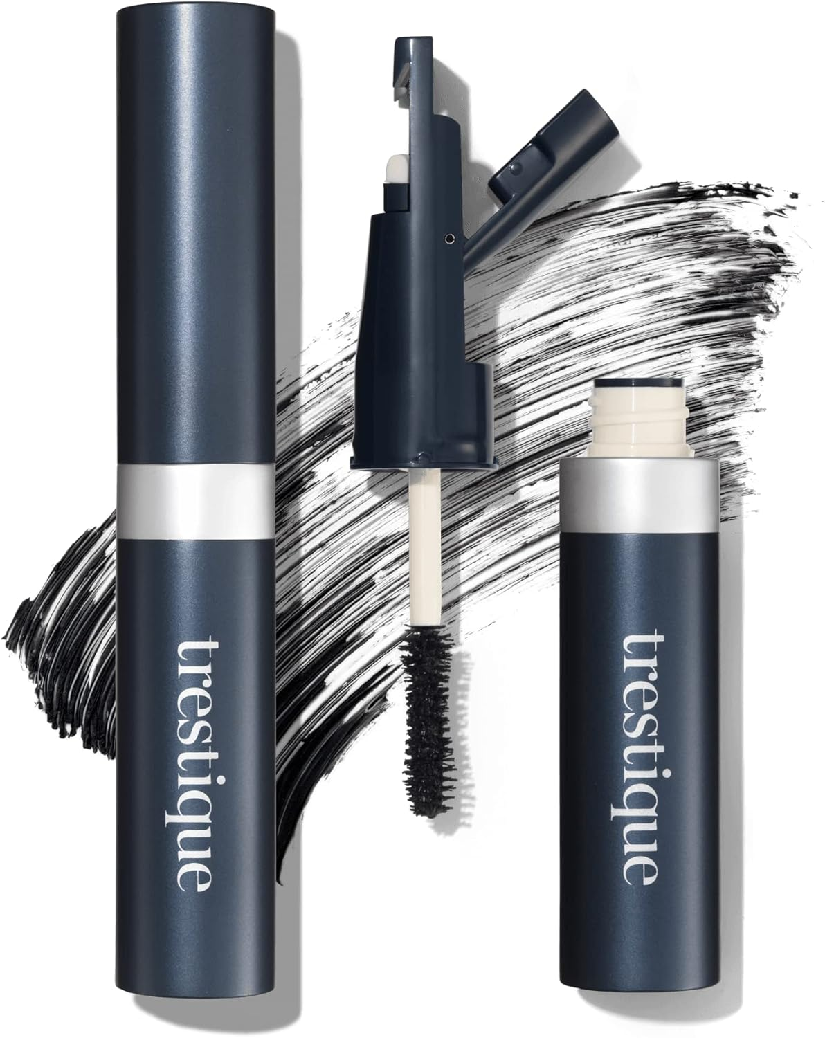 TRE'STIQUE Good Vibes Mascara, Refillable, Built-In Lash Curler, Black, Lengthens & Volumizes, Clean Beauty