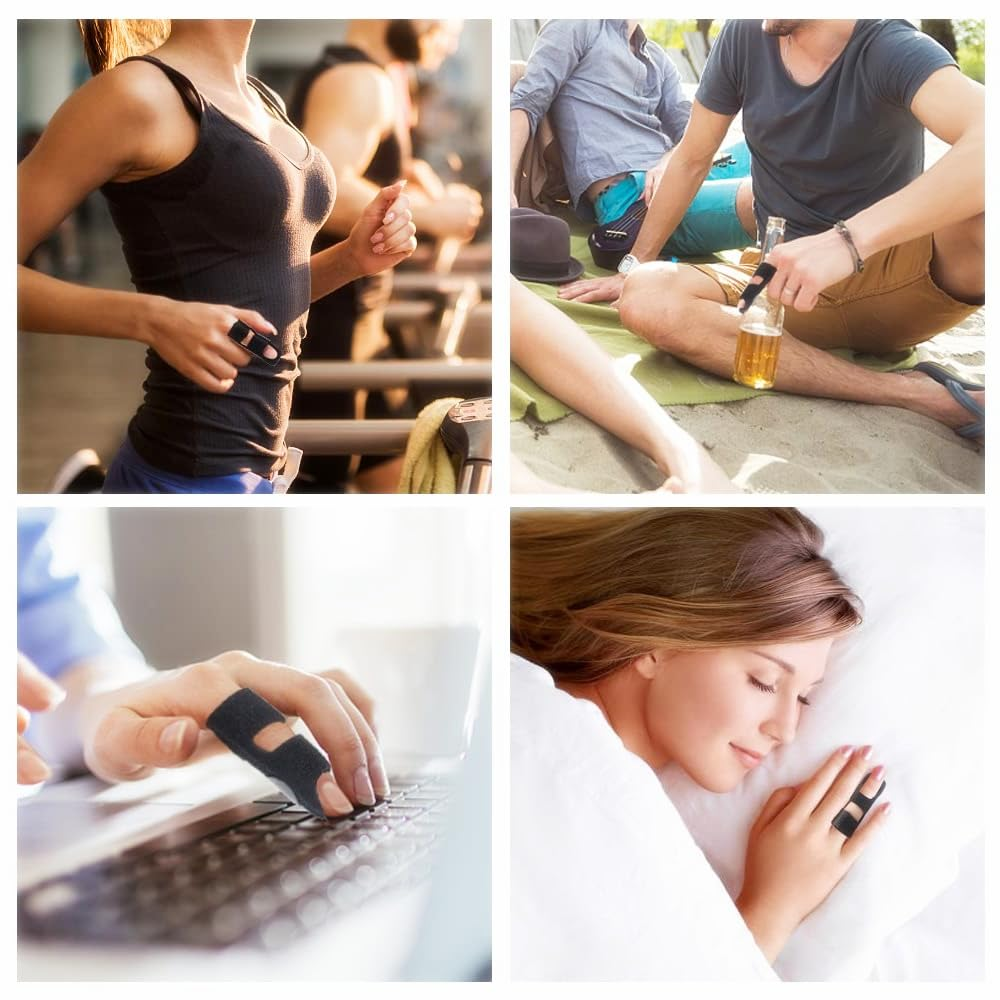 4Pcs Finger Splints, Finger Support Brackets, Finger Splint Broken Finger Stabilizer for Straightening Arthritis Fingers Broken and Strained Arthritis (Black) image number 1