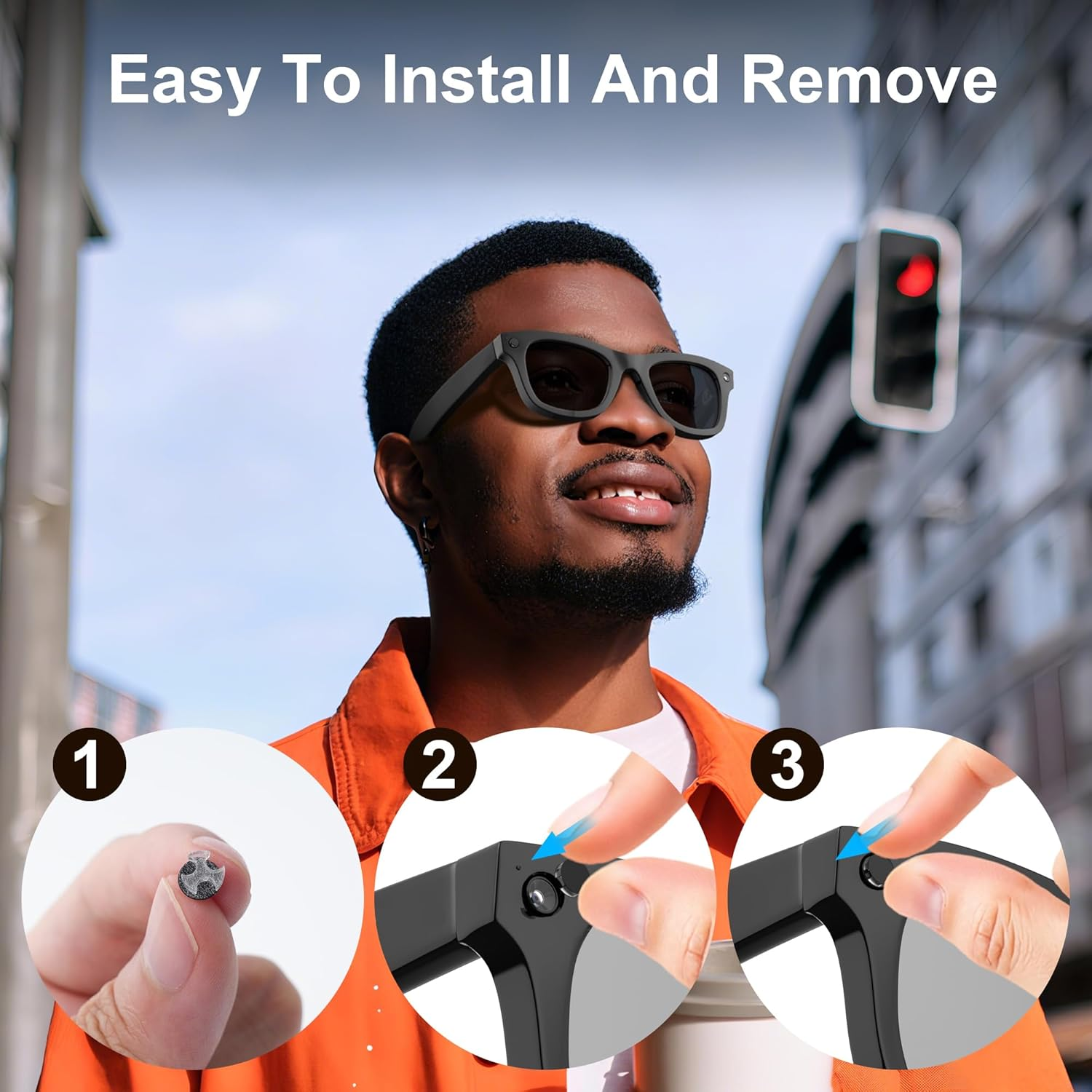 Hibloks LED Light Blocking Stickers Compatible with Ray-Ban Meta Wayfarer/Skyler/Headliner Accessories, Blackout LED Covers for Smart Glasses, Low-Tack Restickable Sticker image number 6