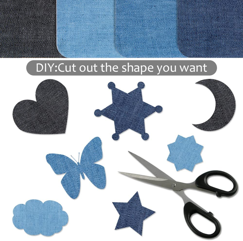 20 Pieces Jeans Denim Patches, Premium Quality Denim Iron-On Jean Patches, 4 Shades of Blue Iron on Pants Patches for Holes Clothing Repair outside (4.3 X 2.9) image number 5