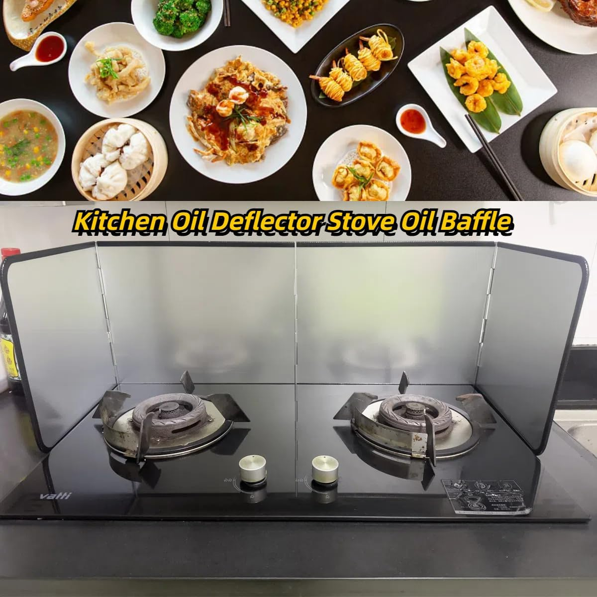 4 Sided Grease Splatter Guard, Foldable Splatter Screen for Stove Stainless Steel Oil Splash Baffle Plate Backsplash for Wall Gas Range Frying Pan Camping image number 2