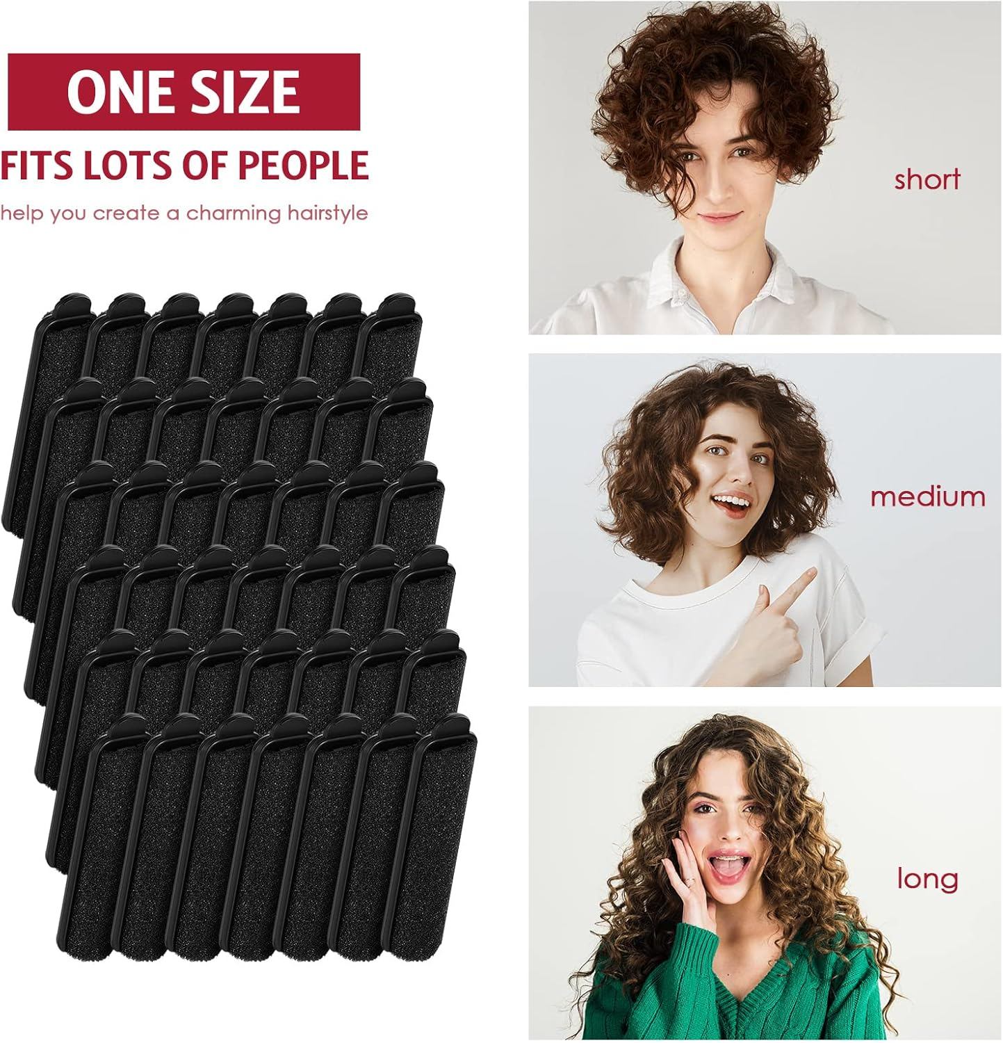 Syhood 43 Pcs Foam Sponge Hair Rollers Women 0.59 Inch Soft Sleeping Curlers Flexible Sponge Curler Tool and Rat Tail Comb for Hair Styling Hairdressing Overnight Curl and Volume(Black) image number 6