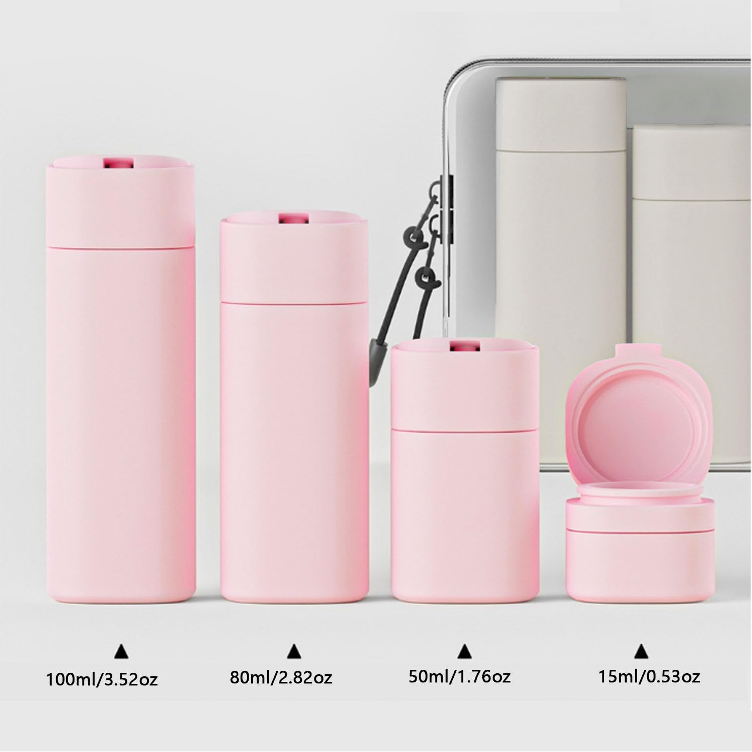 Travel Bottles for Toiletries, 5 Pack Travel Size Containers Silicone Travel Bottles Set with Clear Zipper Toiletry Bag, Leakproof Refillable Squeeze Travel Containers for Shampoo (Pink) image number 3