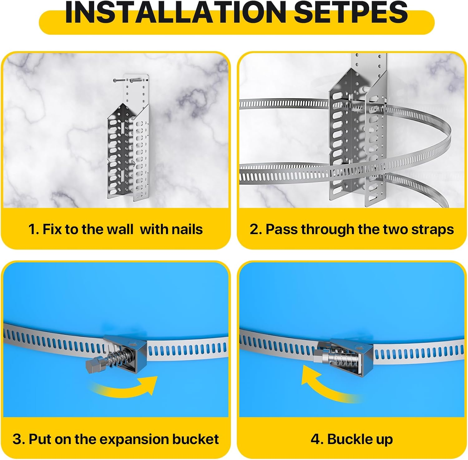 Expansion Tank Mounting Bracket for Hot Water Heater,Thermal Expansion Tank Holder with 2 Earthquake Straps,Support 5-Gallon Hot Water Tanks up to 13 Inches in Diameter-1 Set image number 3