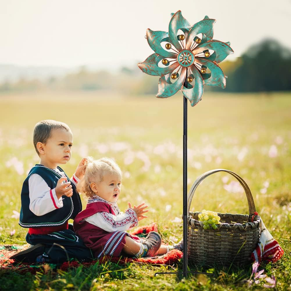 DREAMYSOUL Outdoor Wind Spinner 37 Inch, Metal Garden Wind Sculpture Bronze Wind Spinners for Patio Yard Lawn Decor image number 1