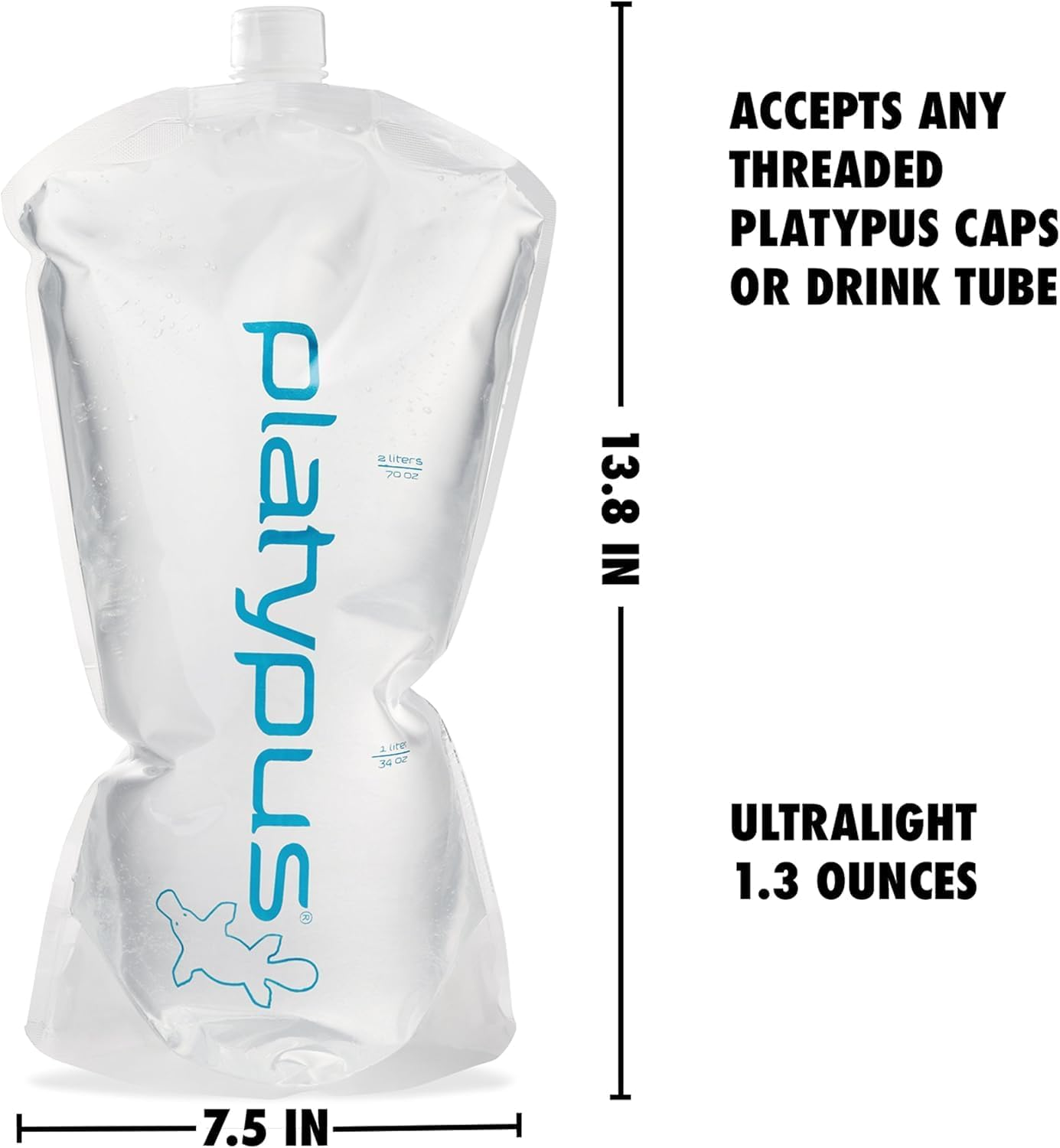 Platypus 40818076019 Platy 2-Liter Ultralight Collapsible Water Bottle image number 4