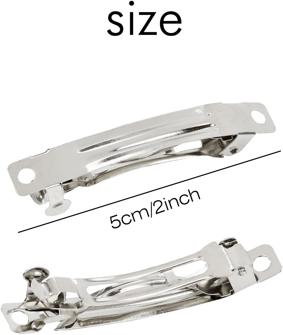 Cinaci 50 Pieces 5 Cm Blank Silver DIY Metal French Hair Clips Craft Snap Hair Clips Pins for Women Girls Hair Accessories image number 2