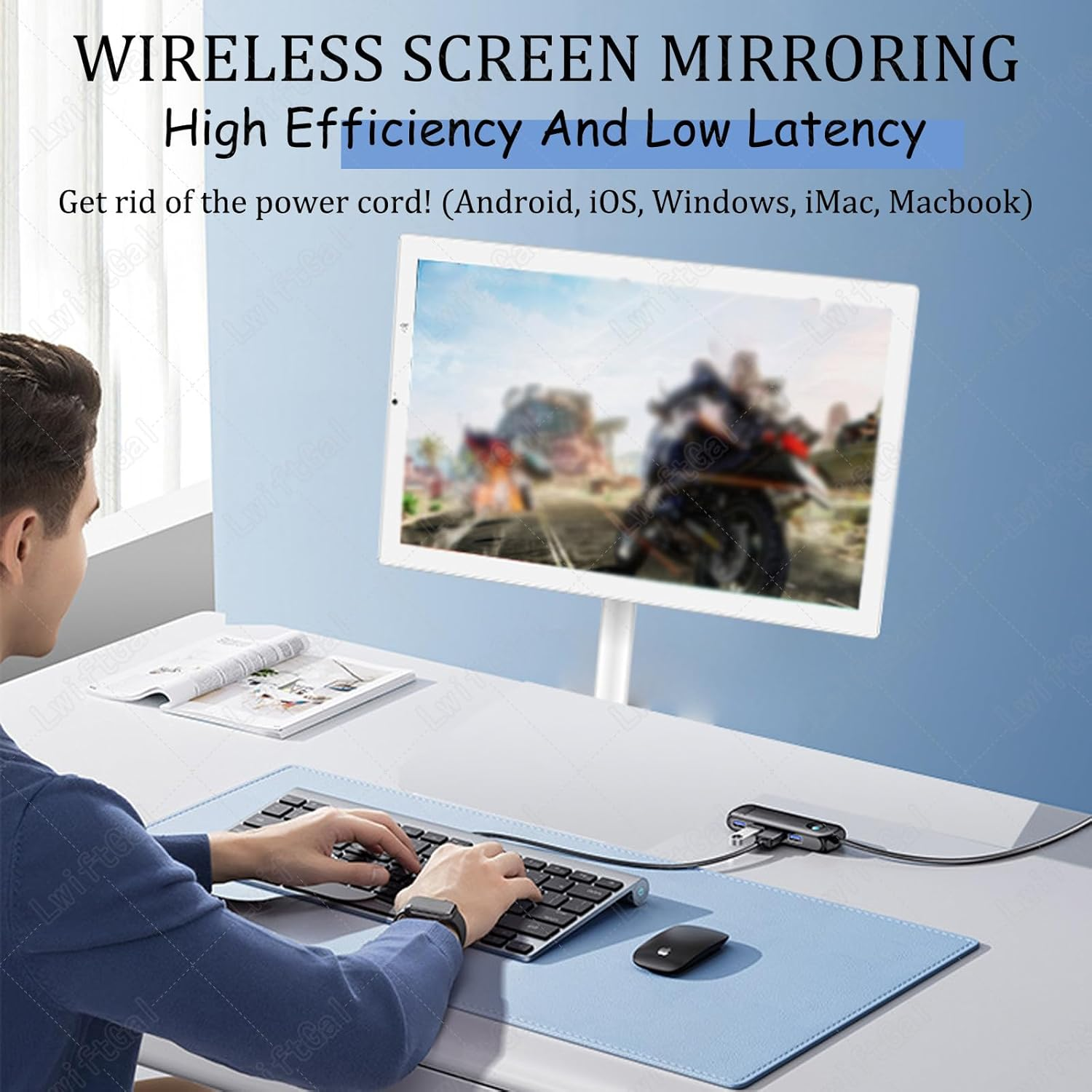 24-Inch Smart Touchscreen Monitor, 1080P Mobile Portable TV Stand on Wheels, Swivel Rotation Rolling Monitor, Full Swivel Rotation Rolling TV 8G+128G image number 6