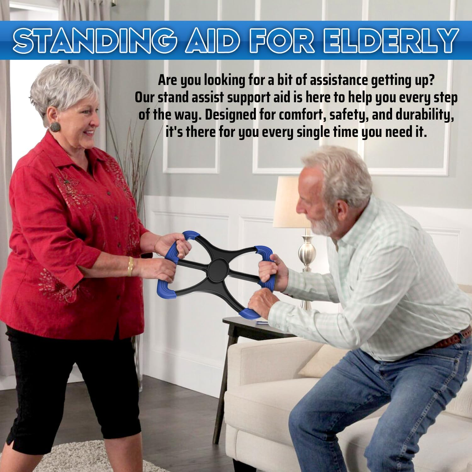 Lift Assists Standing Aid - Handicap Bar with No-Slip Grip Handles for Easy Transfers - Portable Lift Aid for Elderly, Seniors, Bariatric Patients, Disabled - Caregiver & Nurse Support, Safe Mobility Aid image number 6