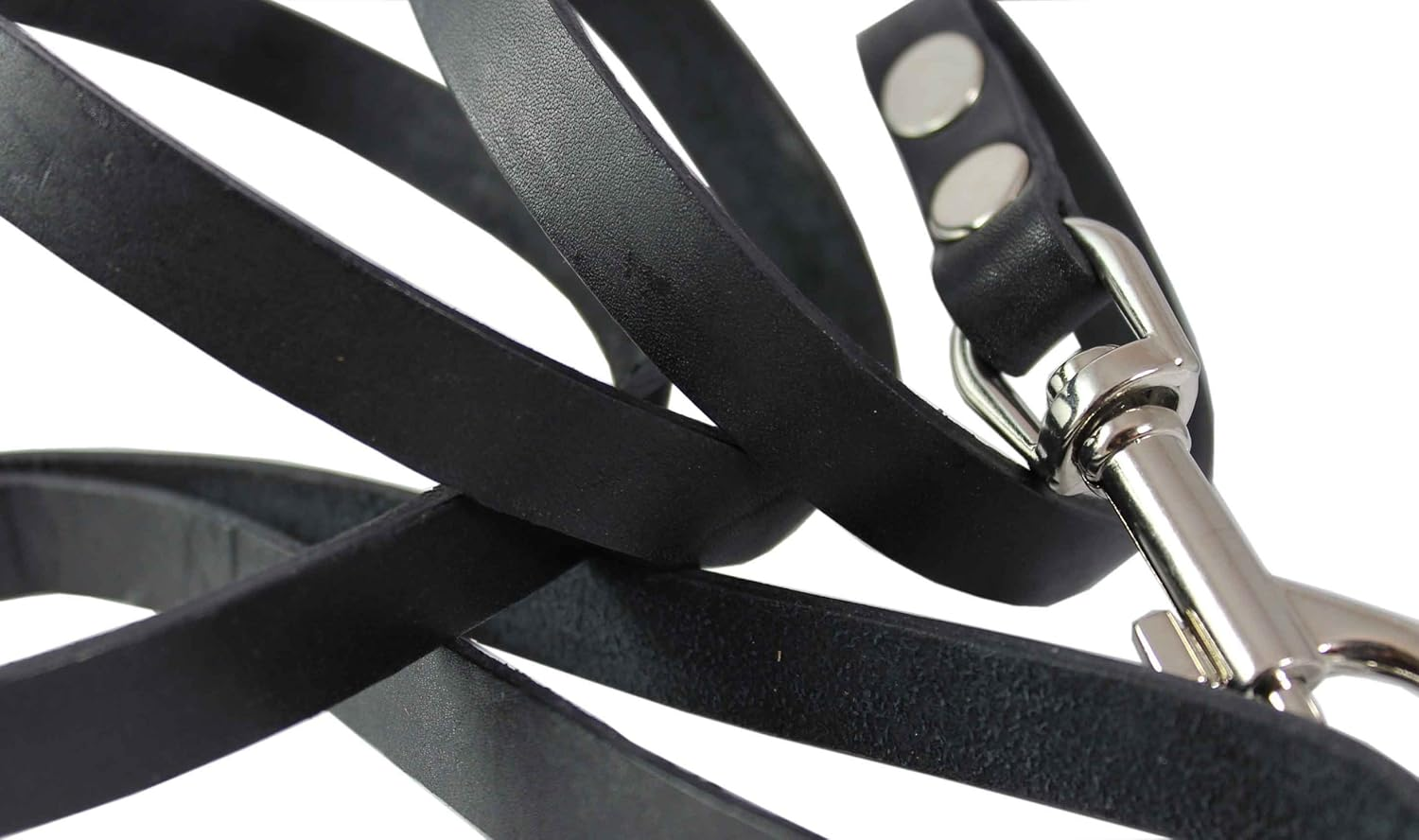 4' Genuine Leather Classic Heavy Duty Dog Lead Black 58'' Wide for Medium and Large Dogs image number 1