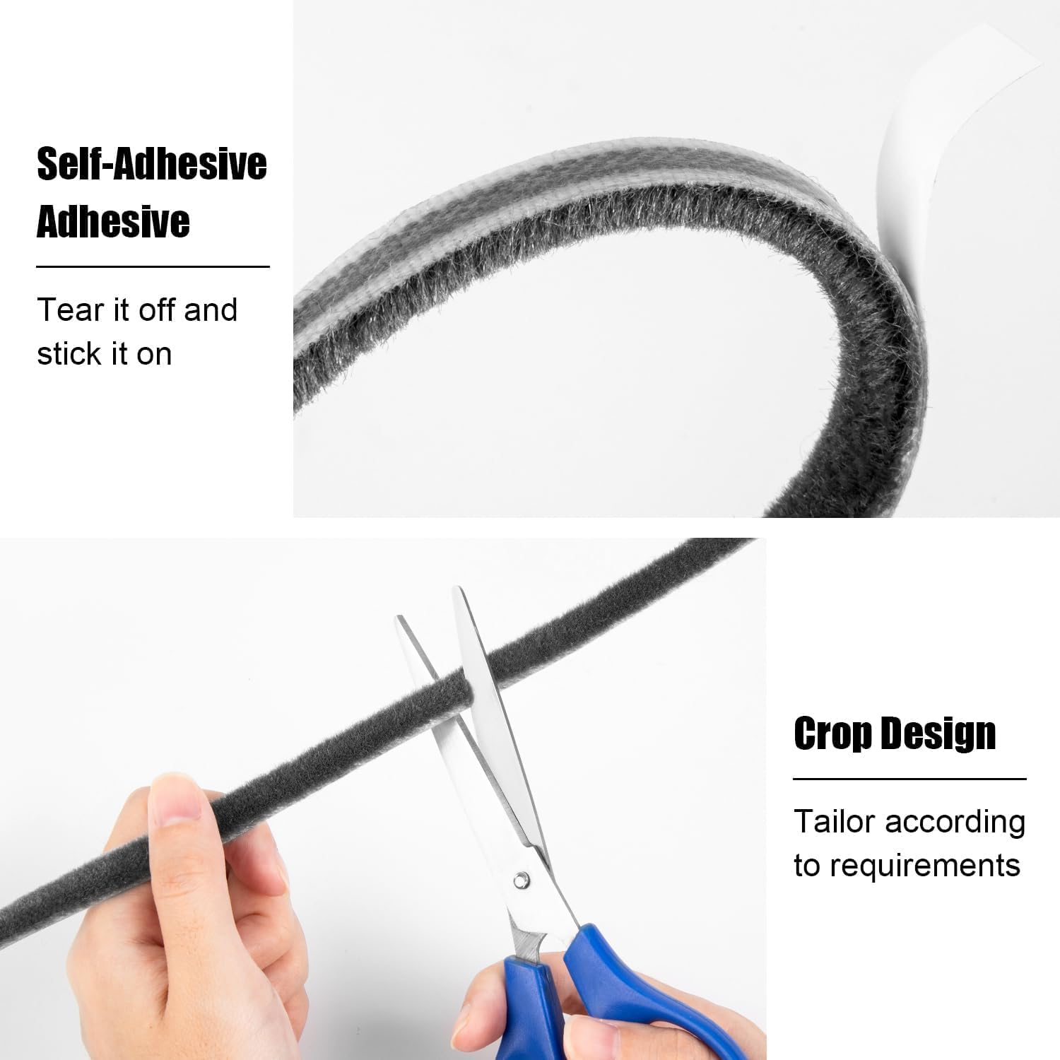 49Ft Brush Weather Stripping, Self-Adhesive Soundproofing Weather Stripping, Weatherstrip for Soundproofing, Casement Window Air Conditioner Seal for Steel Windows, 0.4 in Wide and 0.2 in Thick image number 4