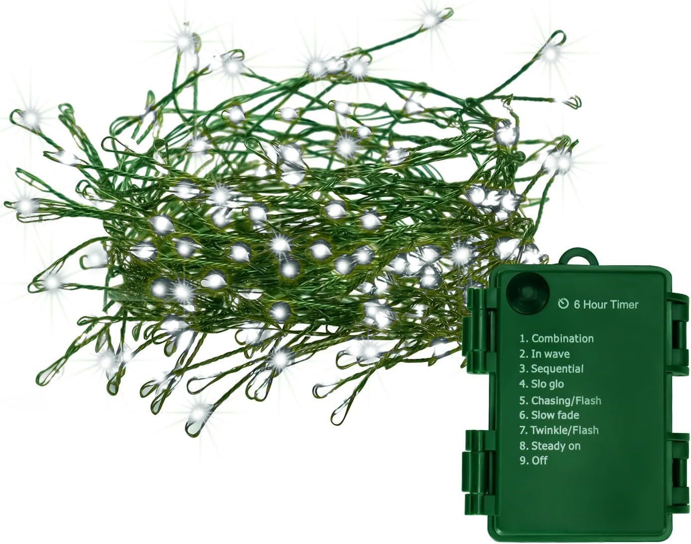 Fairyglim Battery Operated Christmas Lights, 20FT 200 Micro LED Fairy Lights with 8 Modes and Auto Timer, Green Copper Wire for Indoor Outdoor Christmas Tree Wreath Garland Garden Party,Warm White