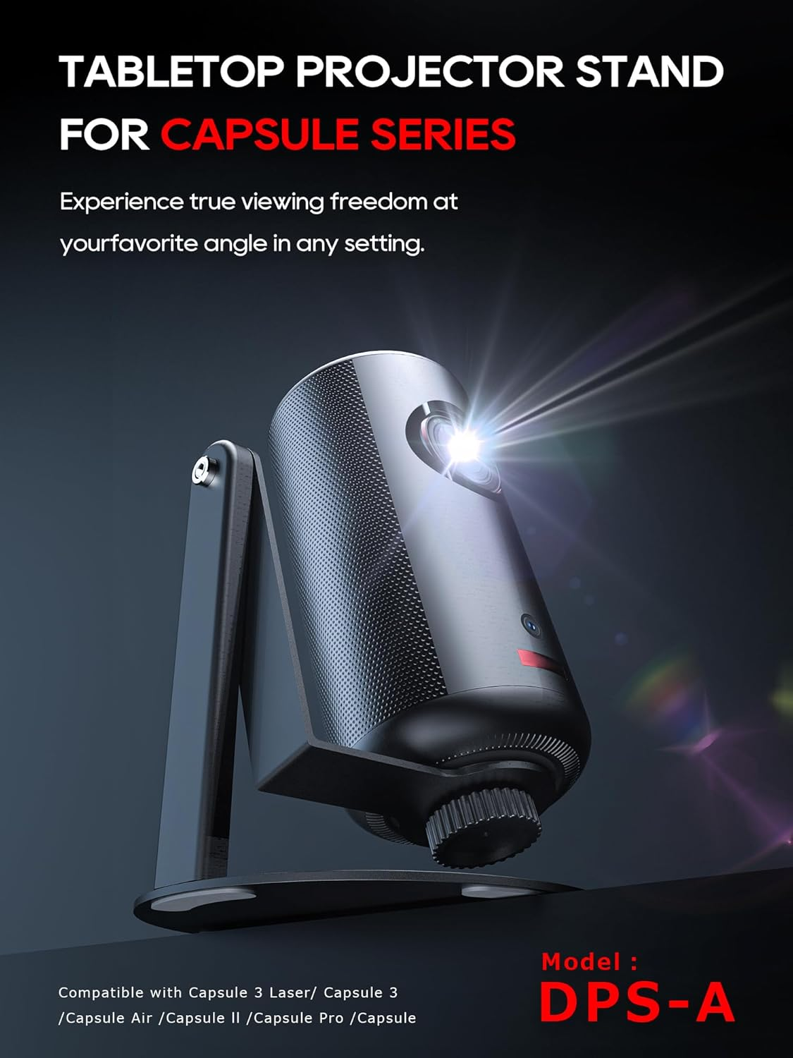 Haweah Projector Stand for Nebula Capsule Series & XGIMI Halo+(New) Works with Capsule 3/Air/Pro, Mini Projectors | Ceiling & Wall Projection, Height Adjustable, 360&deg; Rotation | 1/4-Inch Screw(A-Black image number 3