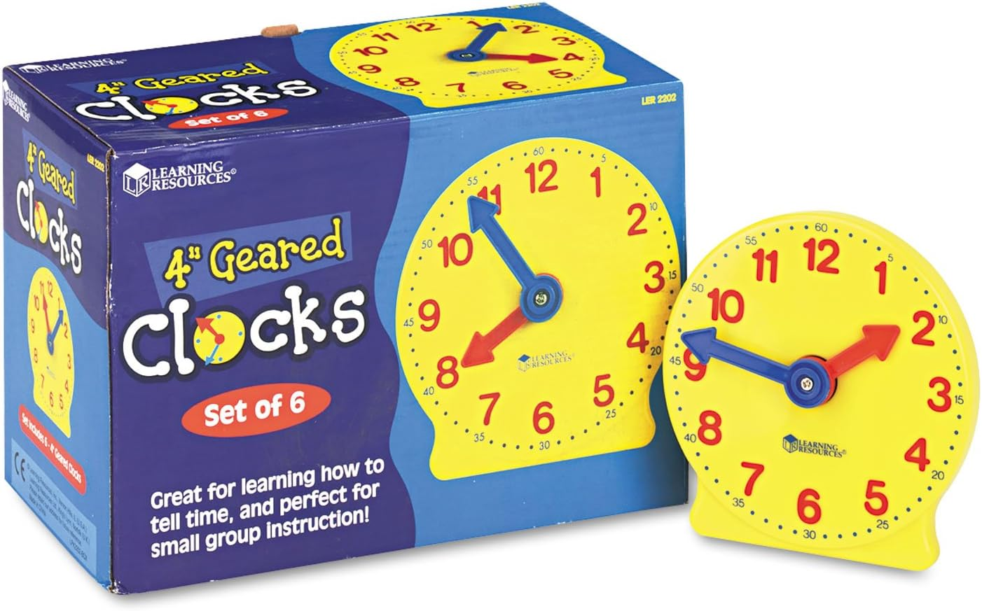 Learning Resources Gear Clock, 4 Inch, Teacher Helper, Classroom Accessories, Set of 6, Ages 5+ image number 1