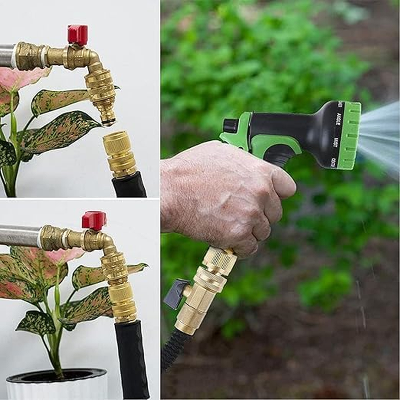 Garden Hose Quick Connect, 2Set 3/4 Inch Solid Brass No-Leak Garden Hose Connector Fitting, Easy Connect and Release Adapter Set, Male and Female(2 Female + 2 Male) image number 2