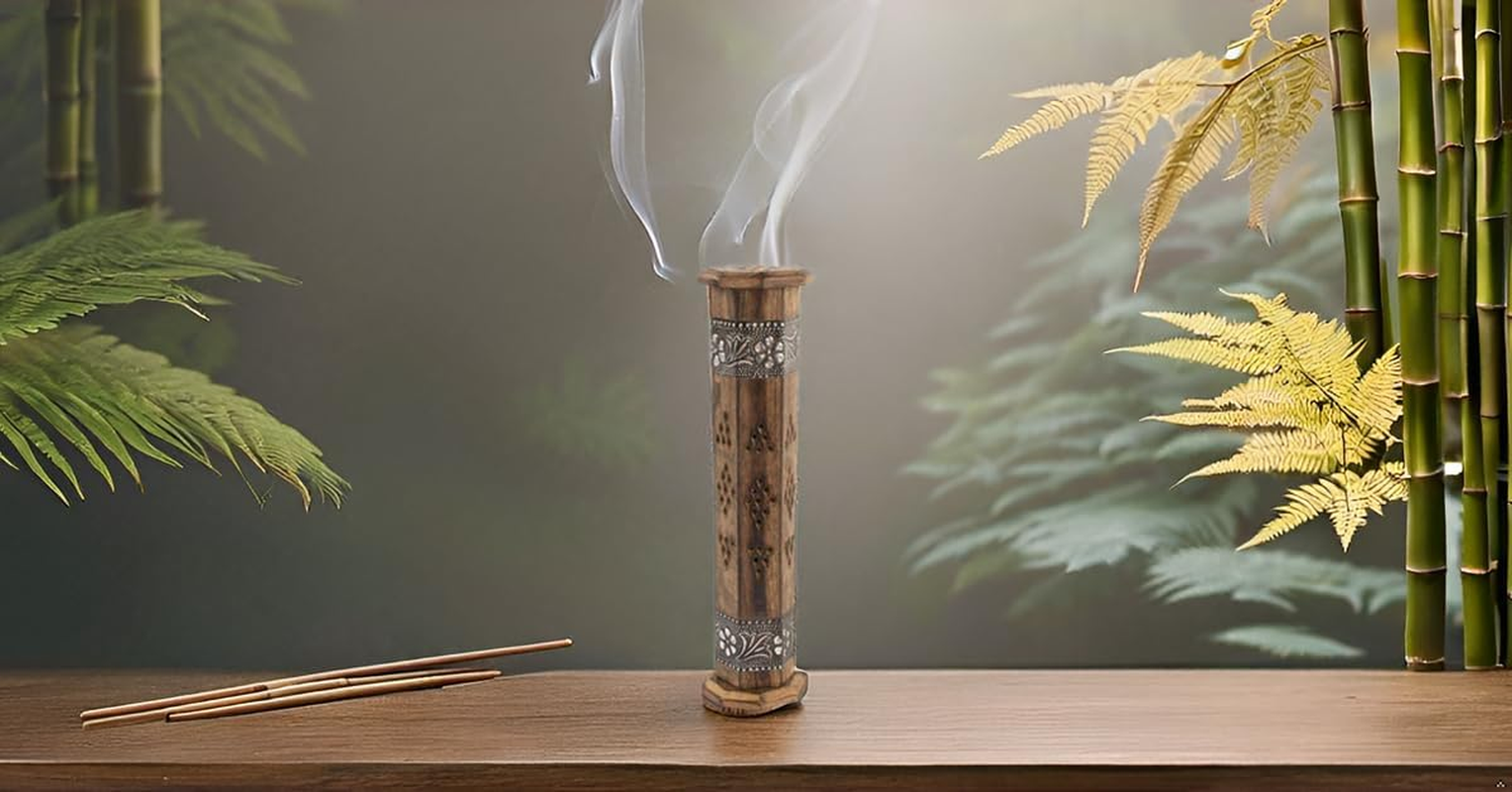 Wooden Incense Stick & Cone Burner Holder Tower Large Organic Eco Friendly Ash Catcher Agarbatti Holder Rustic Style Hand Carved for Meditation Yoga Aromatherapy Home Fragrance Products image number 2