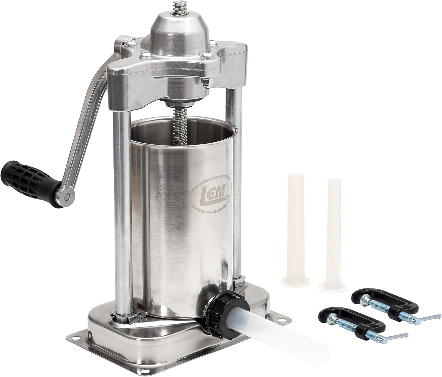 LEM Products Mighty Bite Vertical Stainless Steel 5 Pound Capacity Sausage Stuffer with Plastic Stuffing Tubes image number 1