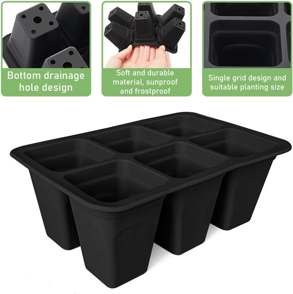 12 Pack Plant Germination Trays,Reusable Seed Starter Tray,Seedling Hole Plate,Silicone Seedling Pot,For Vegetable,Flower,Herb (Total 6 Cells) image number 3