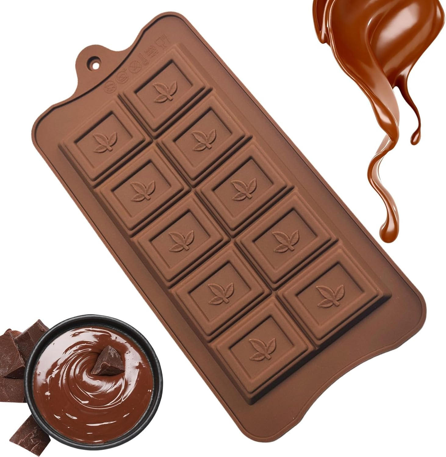 Chocolate Mold - 10 Cavities Mold | Chocolate Molds Reusable Non-Stick Square Molds for Halloween Christmas New Year image number 2