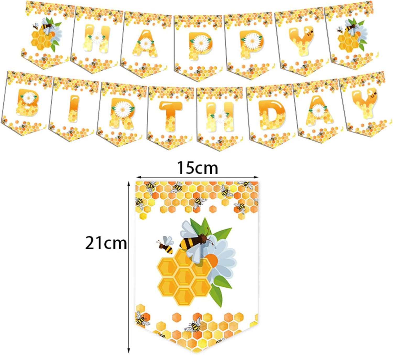 Bee Birthday Party Decorations Set Bee Balloon Party Supplies Happy Birthday Banner Bee Latex Balloon Cake Topper image number 1