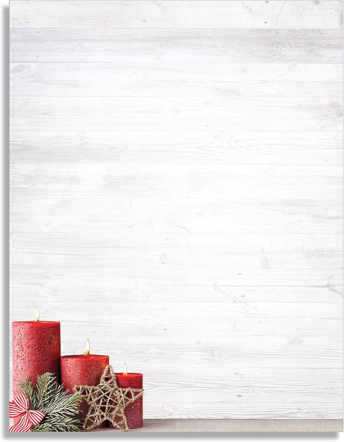 Red Christmas Candles Holiday Stationery Paper - 80 Sheets of Letterhead for Winter & Christmas Events image number 5