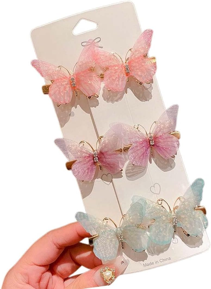 OUDQFCJ Butterfly Hair Clips, 6 Pieces, Hair Clips, Girls, Hair Accessories, Butterfly Hair Clips, Glitter Snap Hair Clips for Teenagers, Women, Hair Accessories image number 1