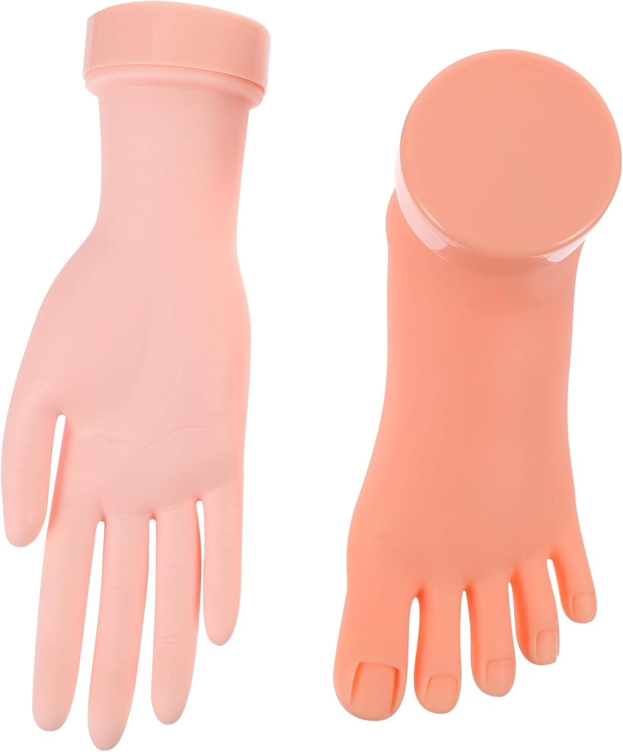 Beaupretty 2Pcs Nail Practice Hand Foot Model Fake Hand Flexible Bendable Mannequin Hand Foot Model Fake Left Hand Foot Manicure Practice for Nails Bendable Tool image number 1