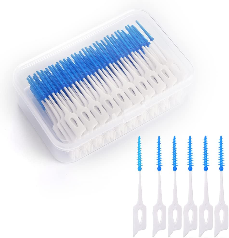 160 Pieces Dual-Use Interdental Brushes, Silicone Tooth Floss Picks Dental Picks Interdental Brush Toothpick Dental Brushes Teeth Brush Picks for Braces Oral Cleaning image number 2