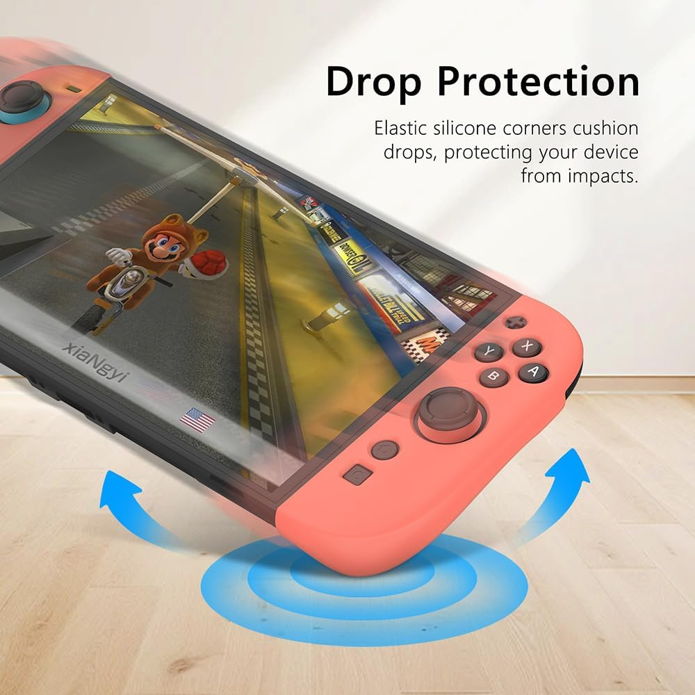 Pidynx Silicone Case Cover for Switch 2 Controllers - Skin-Friendly, Anti-Slip, Shockproof & Dust-Proof Protective Grip (0.06" Thin, Left & Right Pair, 45G) - Orange and Blue image number 4