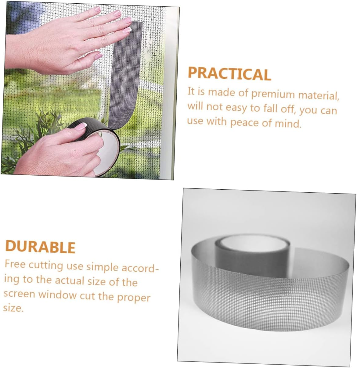 Housoutil Self-Adhesive Window Mesh Tape Grey 50Mm X 2M Screen Repair Tape for Window and Door Mesh Patching Sturdy Repairing Decal for Flyscreen and Door Tears image number 1