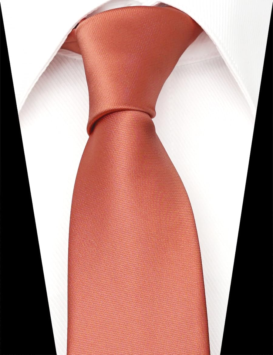 Skinny Solid Color Neckties, 2.5" Slim Ties for Men, 19 Colors 1 or 5 Pack, Groomsmen Solid Ties 5-Lot for Wedding image number 1
