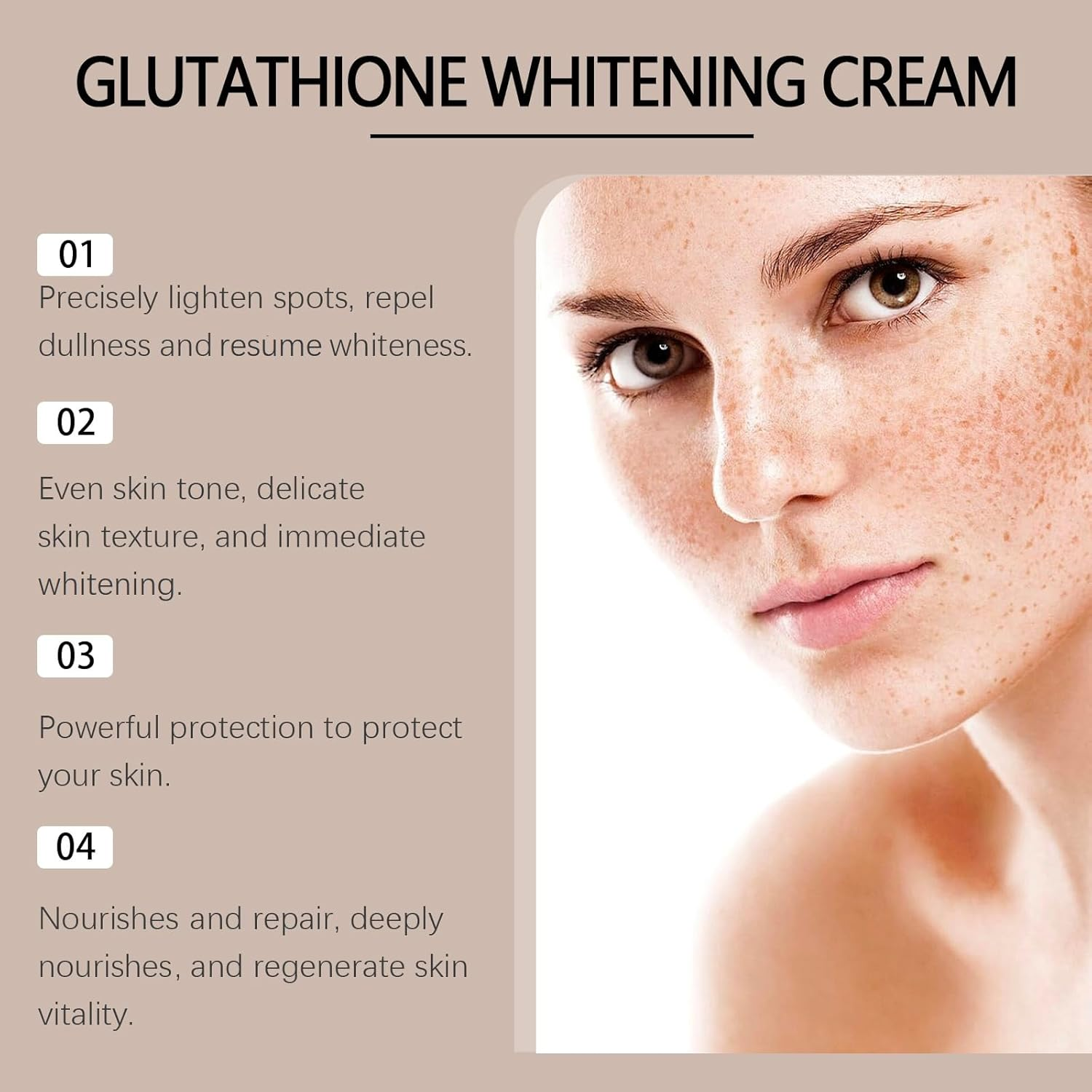 Glutathione Skin Brightening Face Cream, Dark Spot Corrector, Even Skin Tone, Reduce Fine Lines, Deep Moisturiser (4Pcs) image number 2