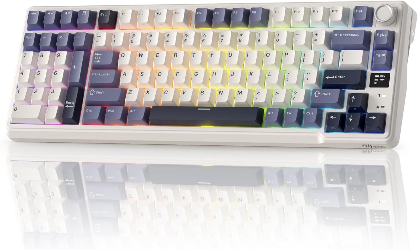 RK ROYAL KLUDGE L98 Gasket Mount Mechanical Keyboard W/Display Screen & Hot-Swap Knob, Tri-Mode BT/2.4G/USB-C 95% Wireless Keyboard W/Left Number Keys, Hot Swappable, Pro Software, 8000Mah Battery