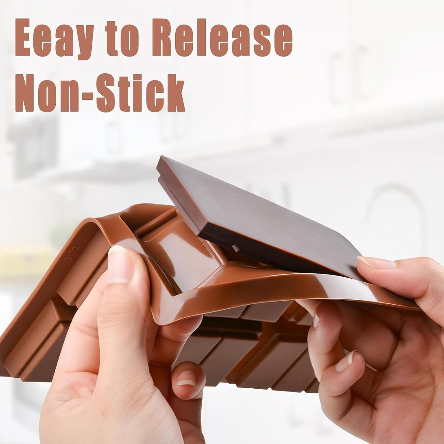 2Pcs Chocolate Bar Molds, Large and Thick Silicone Chocolate Moulds Break Apart Wax Melt Mold Non-Stick Chocolate Molds image number 5