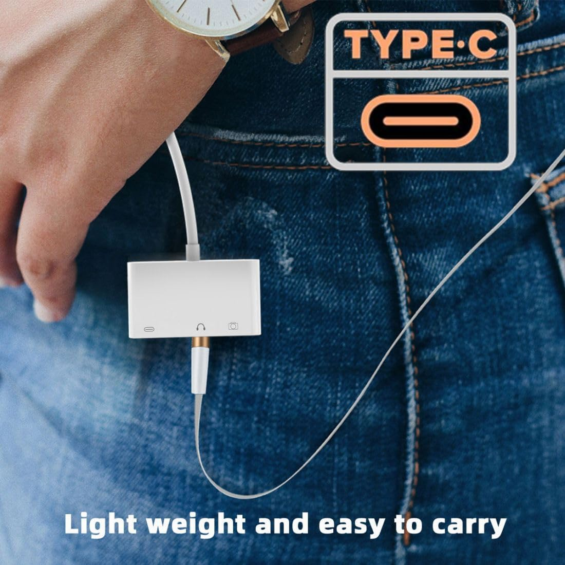 Chenyang 3 in 1 USB C to 3.5Mm Audio AUX & USB 2.0 Socket OTG Adapter with PD 15W Charge for Laptop Tablet Phone