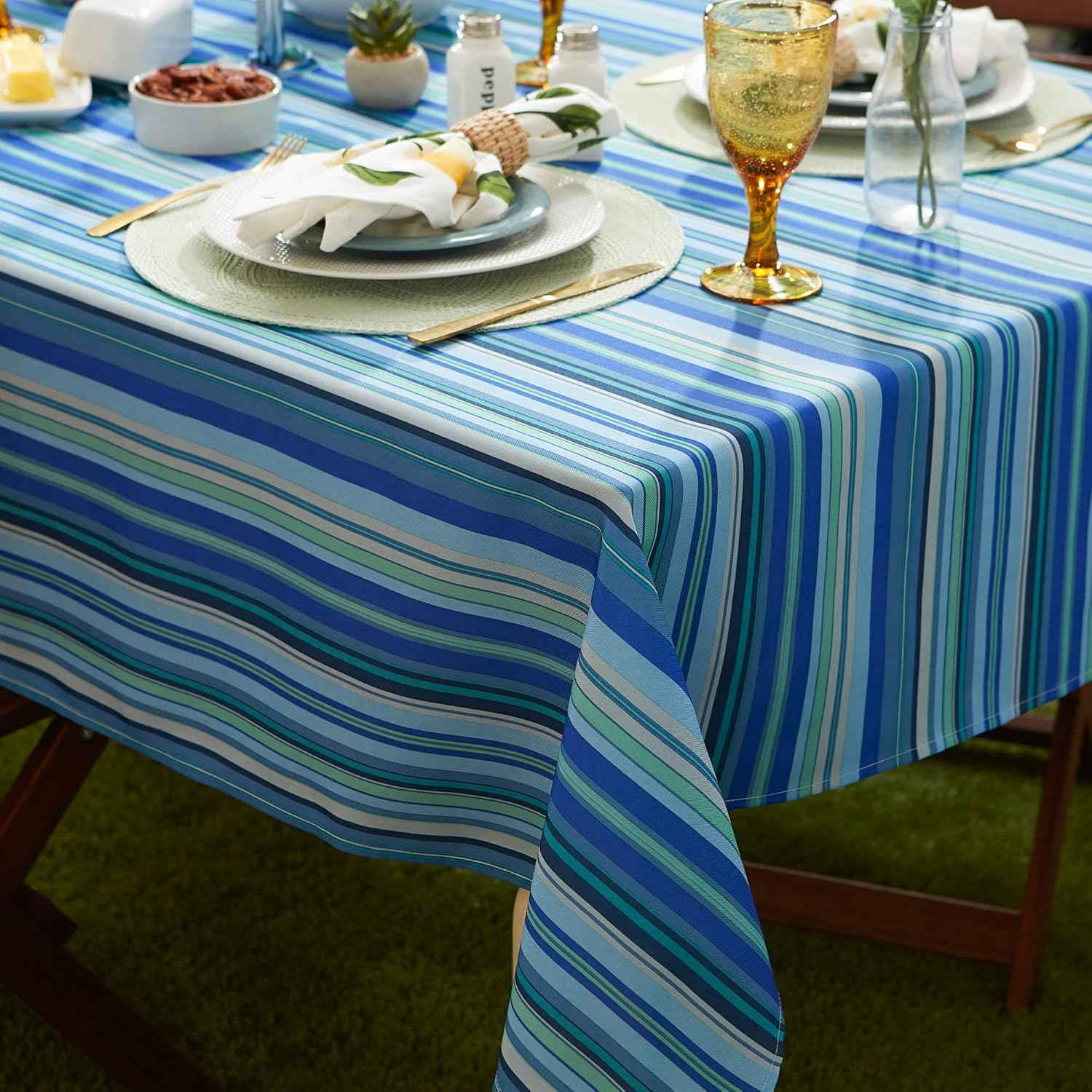 DII Indoor/Outdoor Tabletop Collection Multi-Use, Machine Washable, Striped, Table Runner, 14X72, Beachy Print image number 2