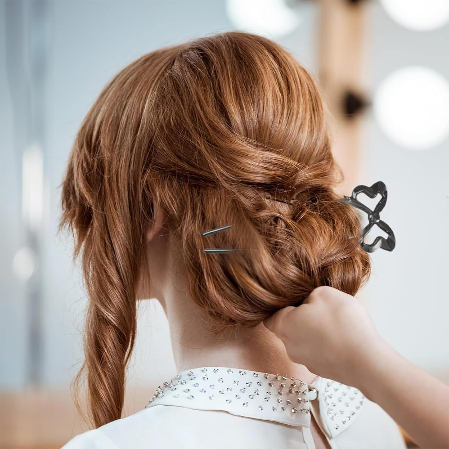 ASOMI 3 Pieces Vintage French Bow Hair Pins for Women U Shape Updo Metal Hair Sticks for Long Thick Hair (Gold, Silver, Black) image number 1