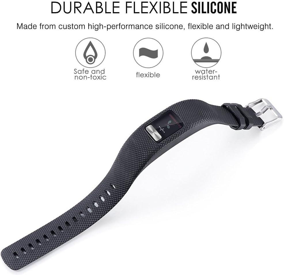 (2 Pack) T Tersely Replacement Band Strap for Garmin Vivofit 4, Soft Sports Silicone Metal Clasp Buckle Wrist Straps Watch Bands for VIVOFIT4 Tracker Women Men Large Small image number 1