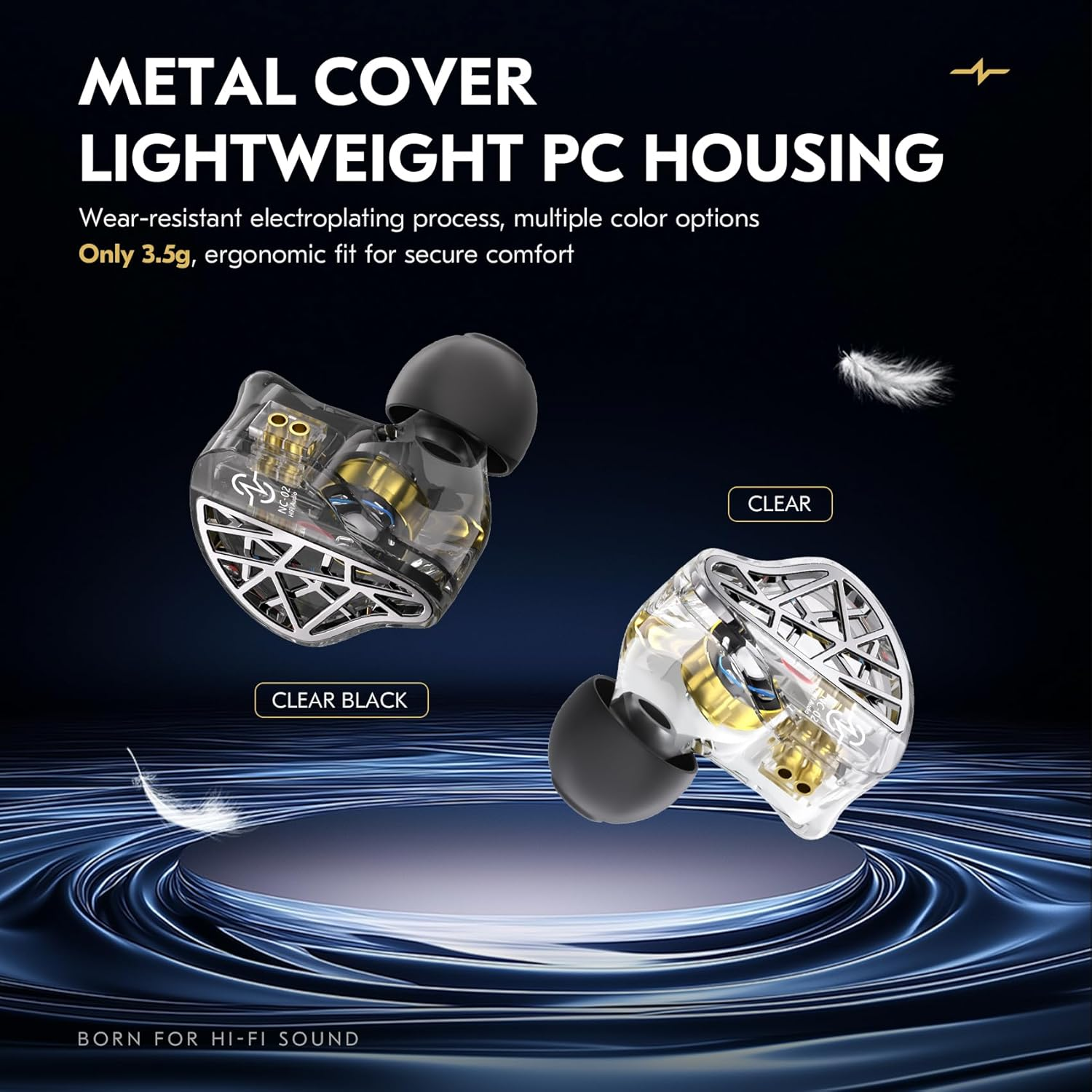 CCZ NC02 Wired Earphones,High Performance Lightweight IEM Headphones with Mic, 10Mm Magnetic Dynamic Driver Gaming Earbuds with Detachable Cable, Noise Isolating in Ear Monitors for Music Studio image number 4