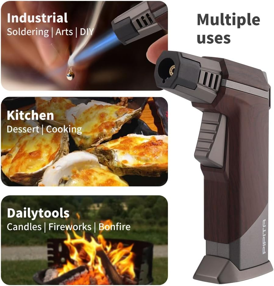 Kitchen Blow Torch for Cooking & Diy,Soldering Torch Lighter with Safety Lock and Adjustable Flame Refillable Butane Gas Lighter for Creme Brulee, Welding, Industrial (Butane Not Included) image number 2
